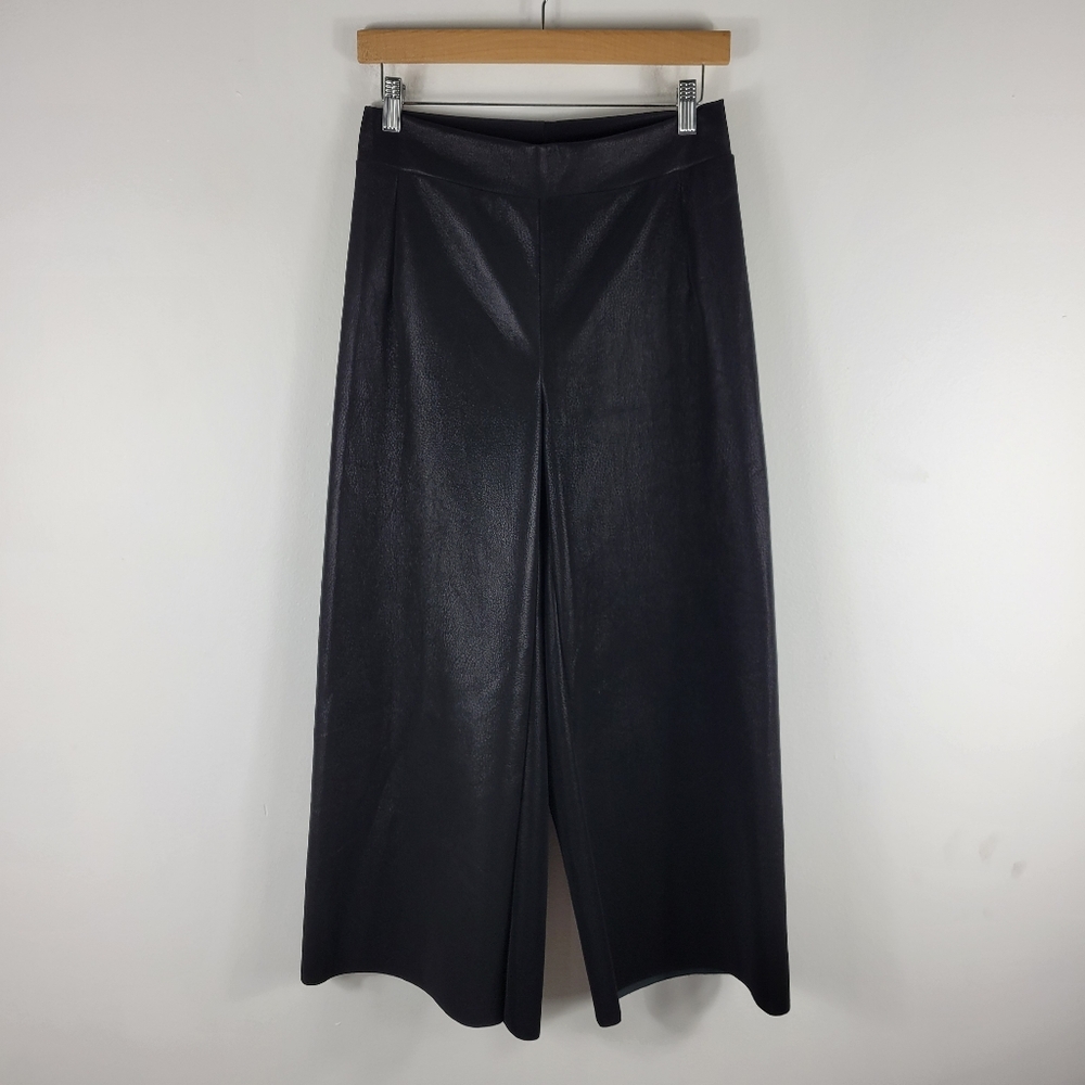 B.Yu Pull On High Waist Wide Leg Cropped Sheen Lagenlook Pants